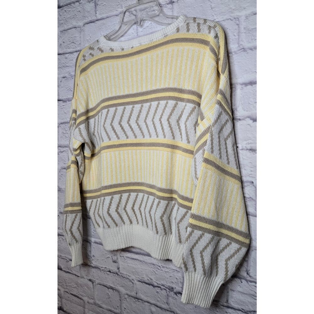 Vintage skylar retro yellow brown striped pullover sweater women's Large. - Picture 4 of 7